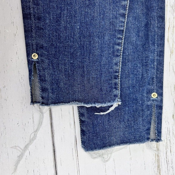 Frame Jeans 27 Le High Skinny Ankle Slit Dark Wash Denim Distressed High Rise - Picture 15 of 16